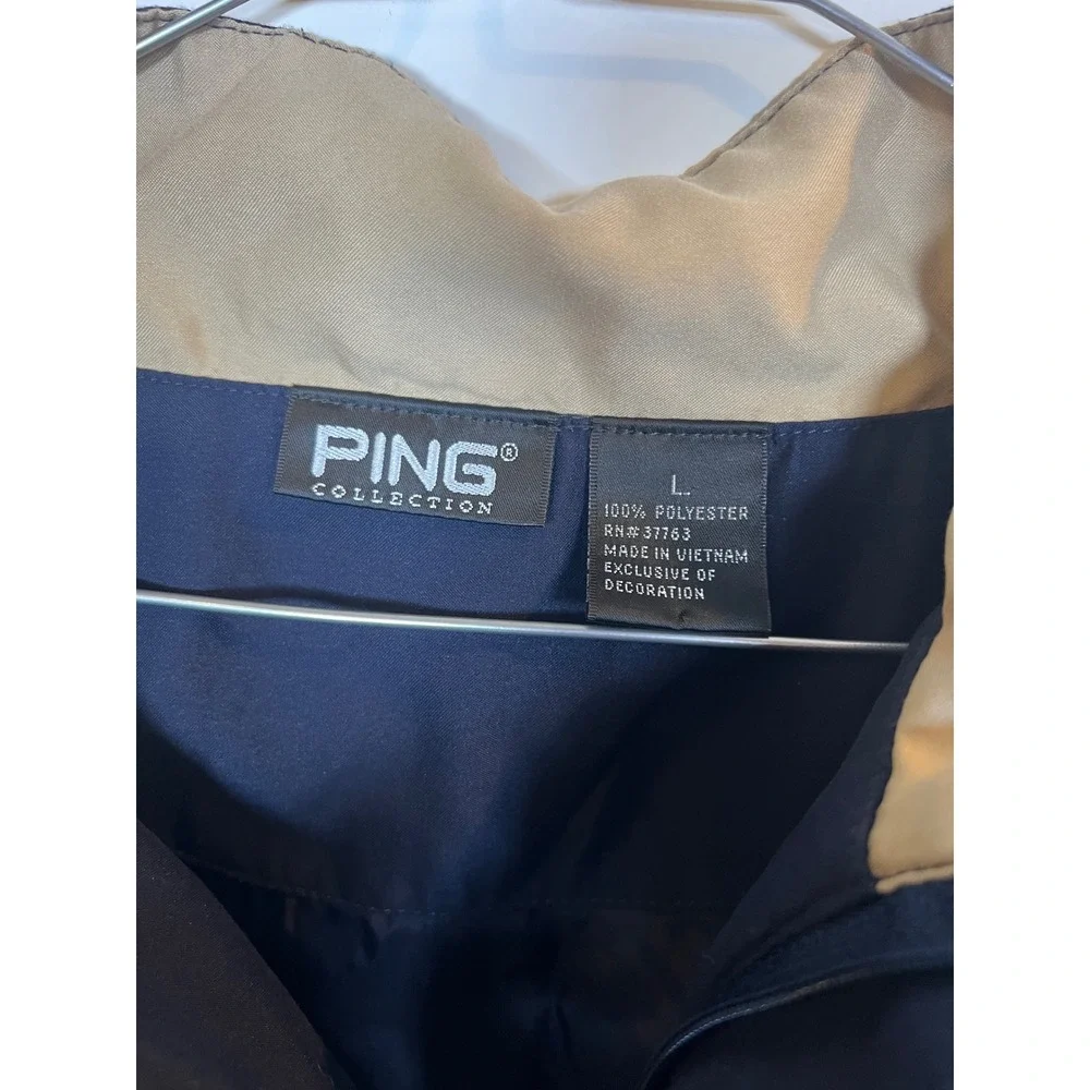 PING Mens Windbreaker Quarter Zip Short Sleeve Golf Pullover Blue Size‎ Large